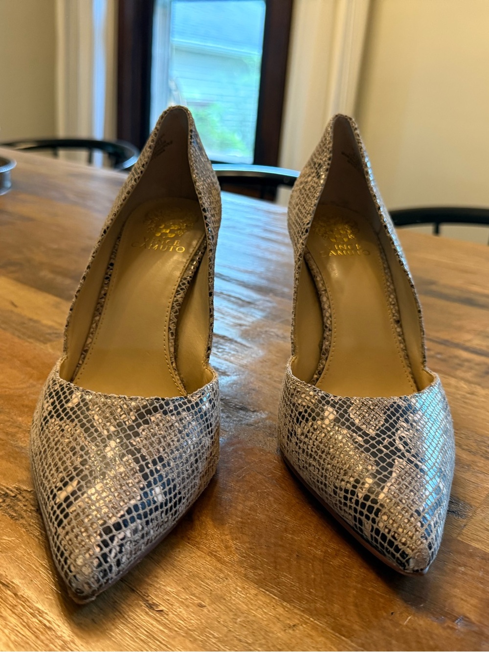 Vince Camuto Snake Print D’Orsay Pointed Toe Pumps 9.5”
